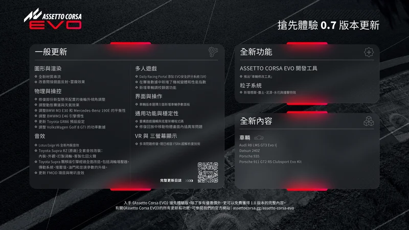 《神力科莎出赛准备:进化》0.7版本新增奥迪、保时捷车款加入车辆修改工具
